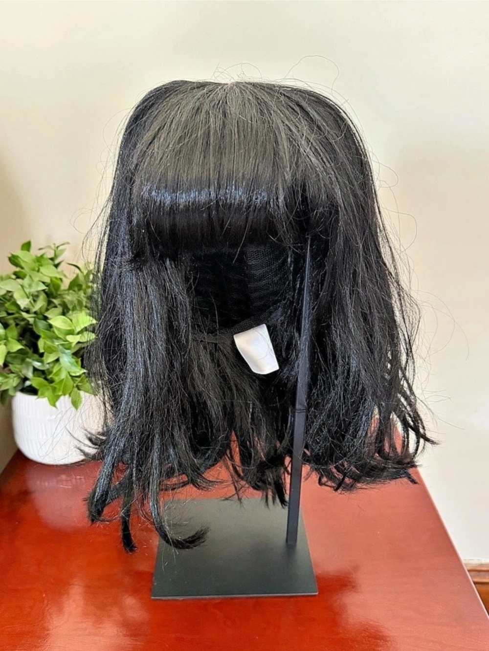 Spirit Halloween Black Wig with Bangs Shoulder Length Costume Cosplay